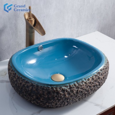 luxury toilet art rectangular hand table top wash basin